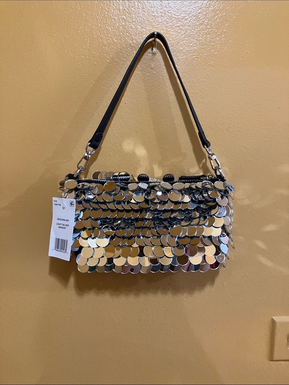 Aldo Mirrored Sequin Mini Shoulder Bag - Silver & Black